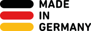 Logo Made in Germany in schwarzer Schrift.